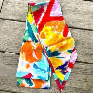 100% Pure Silk Vivid Watercolor Ribbon Scarf